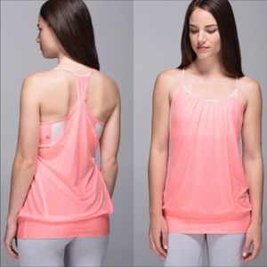 EUC Pink & White Lululemon No Limits Tank